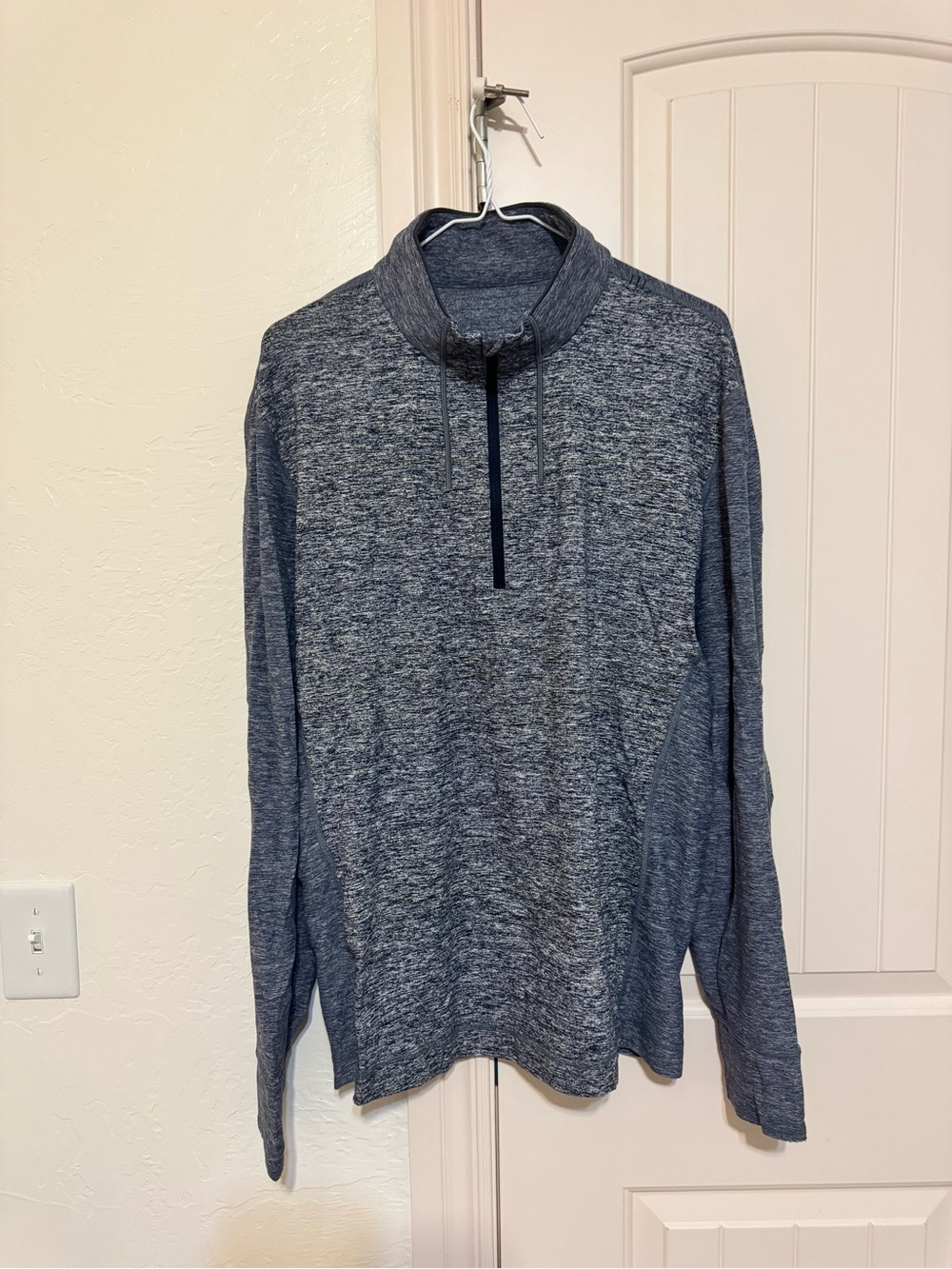 lululemon athletica Men's Heathered Navy Zip-Up Mock Neck Sweater